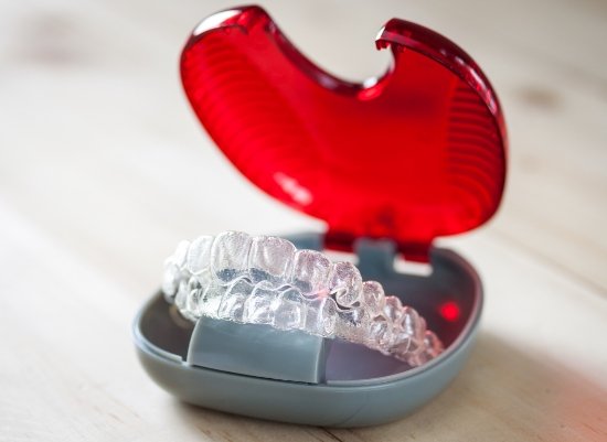 Invisalign clear braces in carrying case
