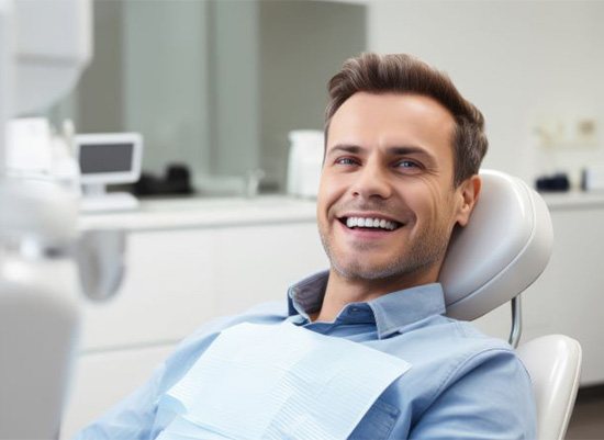 Happy, smiling male dental patient