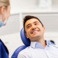 Man after dental implants in Houston