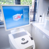 Computer screen showing data from digital impression system in Houston for dental implants