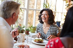 People enjoy tasty meal