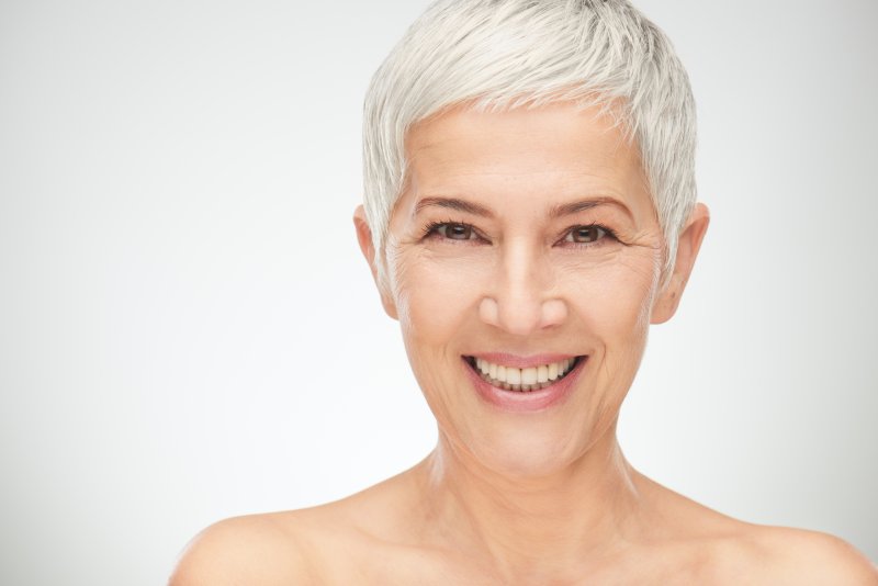 older woman smiling with gorgeous teeth