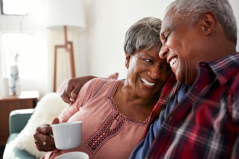 Senior woman at home drinking coffee