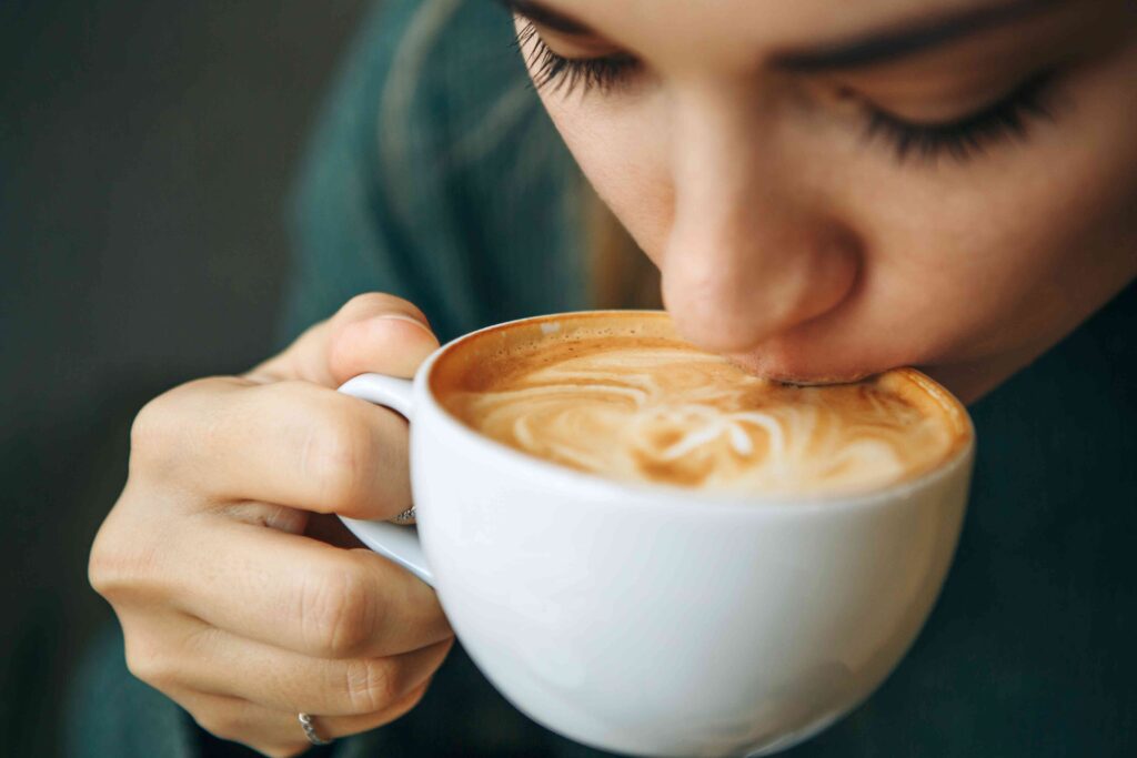 Woman drinking coffee