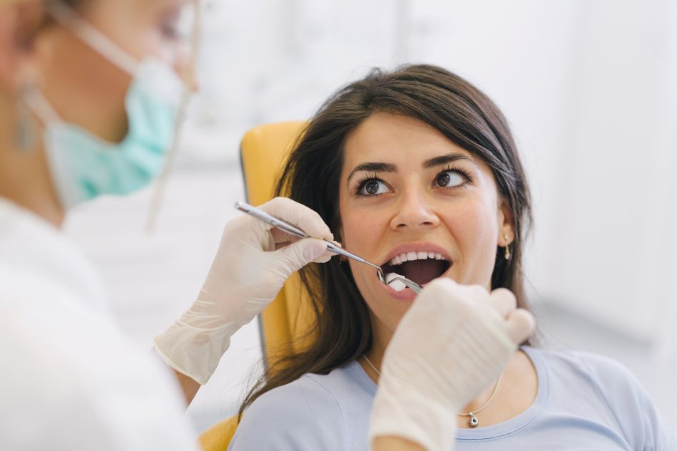 A woman at a dental appointment